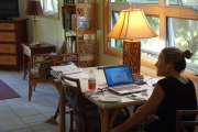 Laura is still at work.