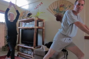 Kay and Bill do exercises.