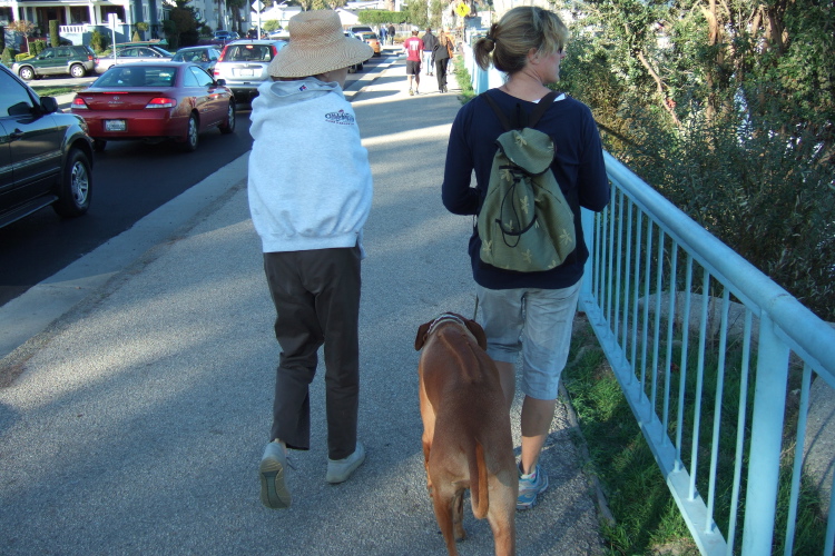 Walking back along West Cliff Drive with Kumba.