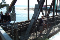 Crossing the San Lorenzo River toward the Boardwalk.