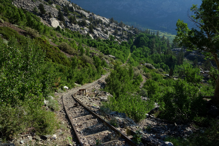 View down the tramway track