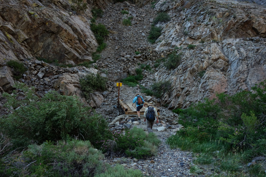 Crossing Rush Creek on our way up the trail