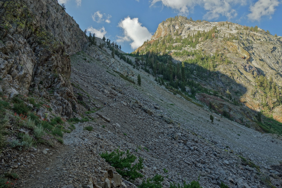 Climbing the Pile of Rock above Agnew Lake