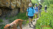 Jack leads the way down the trail.