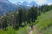 Laura and Jack descend the trail.