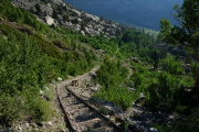 View down the tramway track