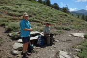 Nancy and Brian enjoy a break at the start of the High Trail.