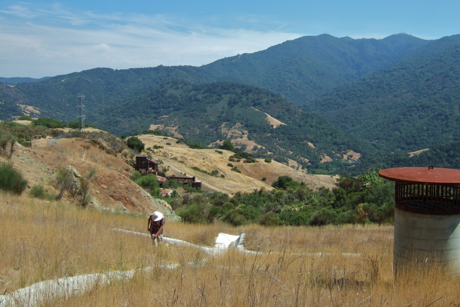 David climbs Mine Hill.