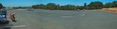The vast parking lot at Mockingbird Hill Trailhead