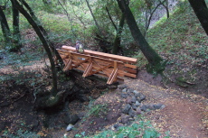 Crossing a new bridge over Randol Creek