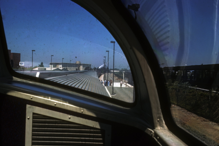 Stopping in Richmond to pick up passengers.