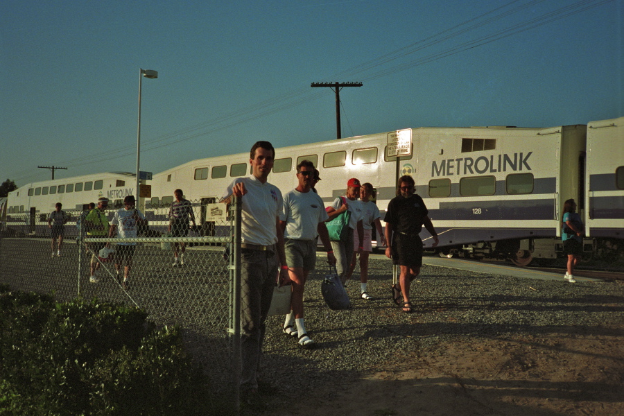 Bill exiting the train at the Irvine Transportation Center.