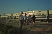 Bill exiting the train at the Irvine Transportation Center.