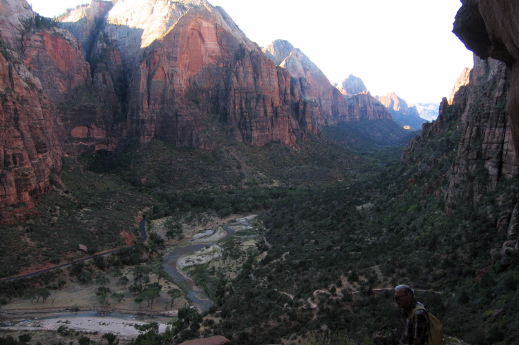 Sunrise over Zion Canyon.