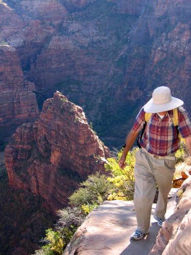 David on his way up to Angel's Landing.