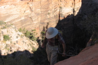 David climbing the trail to Angel's Landing.