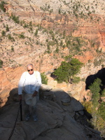 David climbing the last section to the summit of Angel's Landing.