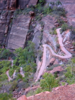 Looking down on the trail switchbacks.