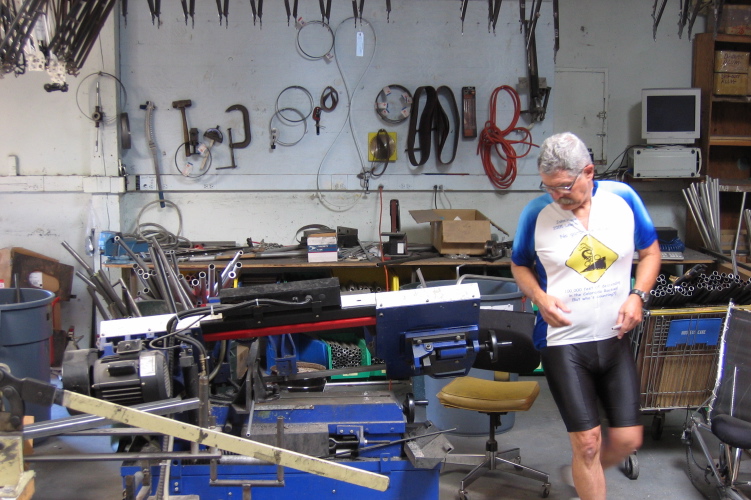 Ron Bobb making a sock pole at Easy Racers.