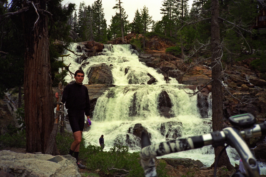 Bill at a cascade by the road.