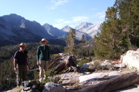 Ron and Bill on Mono Pass Trail overlooking Little Lakes Valley.