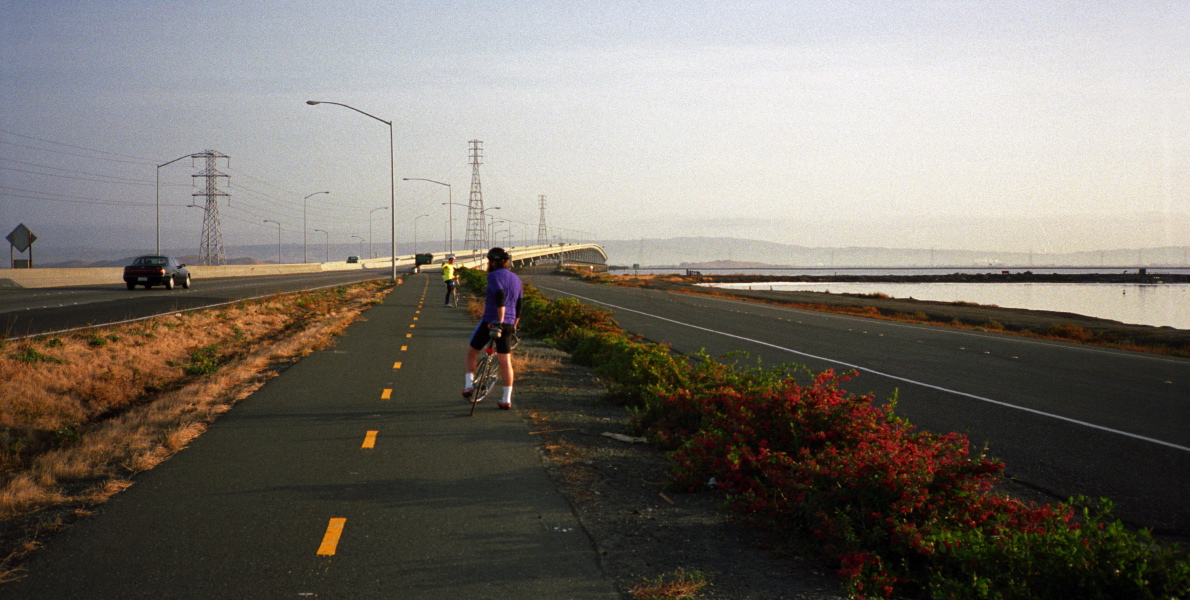 Brent and Jude about to cross the Dumbarton Bridge.