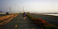 Brent and Jude about to cross the Dumbarton Bridge.
