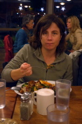 Anna starts on her Sezchuan stir-fry.
