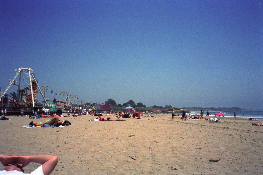 View down the beach and boardwalk
