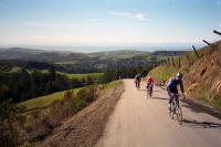 Climbing the steep part on a sunnier day
