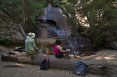 Bill and Stella eat lunch in front of Golden Cascade.