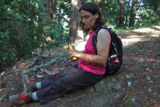 Stella relaxes at the end of Howard King Trail, while we wait for Frank to appear.