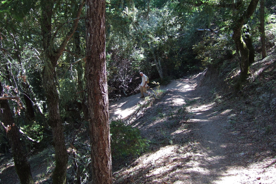 David descends Clark Connection Trail.