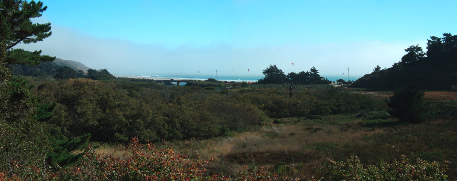 Rancho del Oso and Waddell Creek Beach from the southern end of Skyline-to-the-Sea Trail.