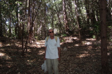 David enjoys a cooler section under the trees.