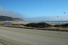 Kite surfers at Waddell Creek Beach