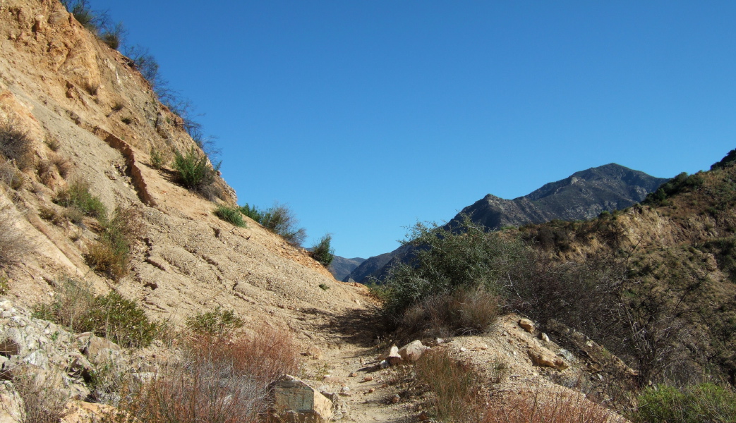 Looking up at the northern slide.