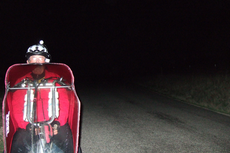 Stopping for a break somewhere near the top of Conejo Grade.