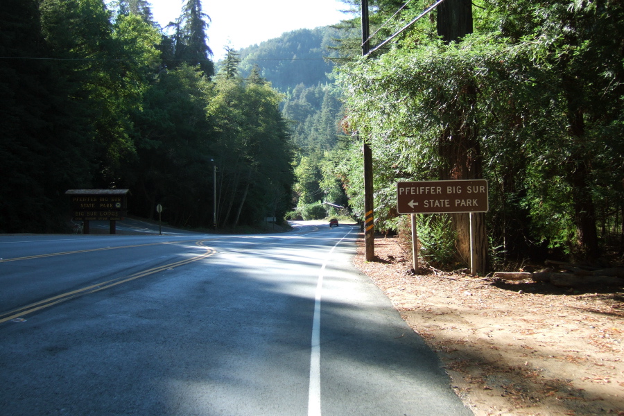 Passing Pfeiffer Big Sur State Park.