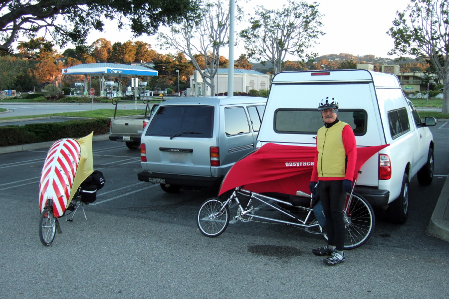 Bill's bike, Ron and Ron's bike ready to go.