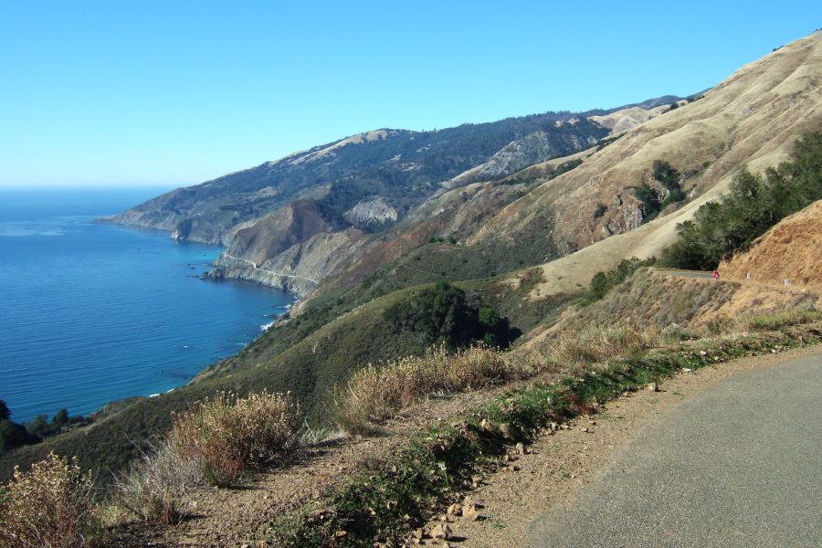 View down to the coastline near Lucia from higher up the mountain.