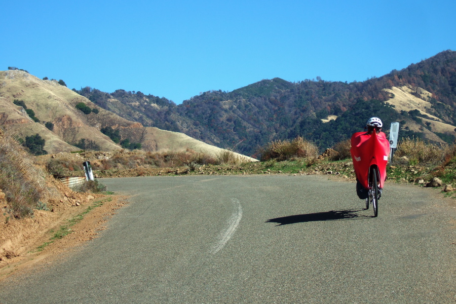 Ron climbs Nacimiento-Ferguson Rd.