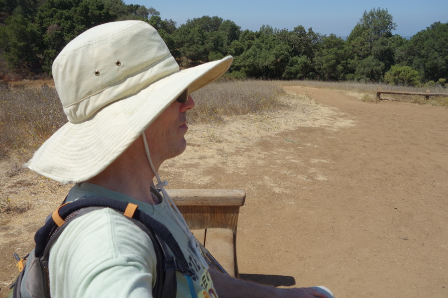 Bill rests at the bench at the High Meadow Trail viewpoint.