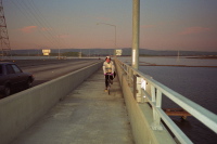 Chris returns over the Dumbarton Bridge.