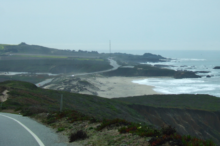 Tall crane at Pescadero CA1 construction zone