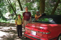 Stella, Bill, and Frank at the Heritage Grove trailhead