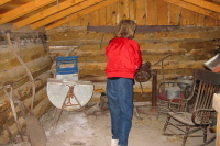 Poking around inside Bryce's old cabin (1).