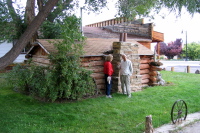 Kay and David in front of Bryce's old cabin in Tropic, UT.