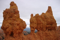 Two impressive-looking hoodoos near the rim, Bryc e Canyon.