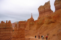 Hiking beneath the hoodoos, Bryce Canyon.